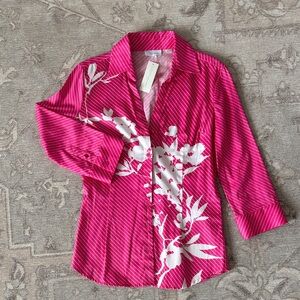 NWT-New York & Company Bright Pink Button-Up Blouse